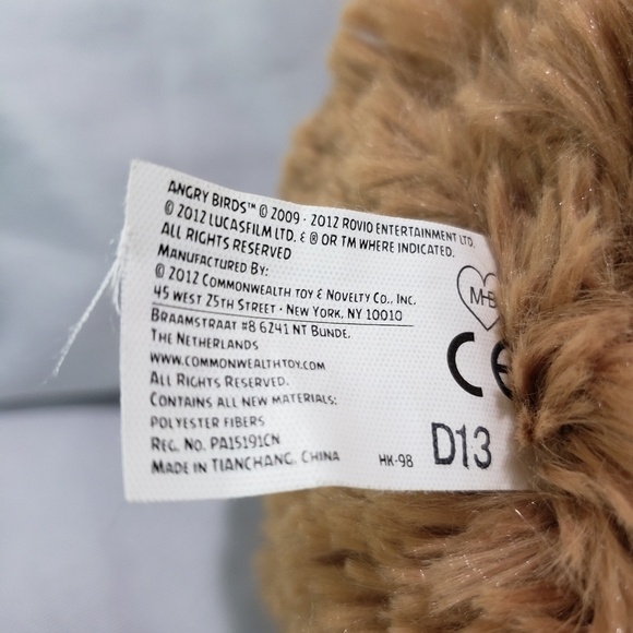 Angry Birds Chewbacca Plush Stuffed Toy 10 Inch 2012 Commonwealth Embroidered - Picture 8 of 9